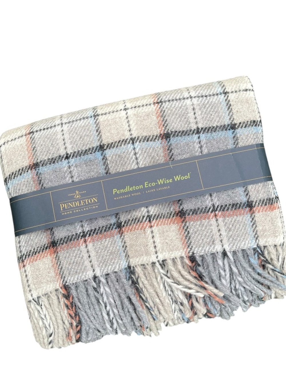 NWT - Pendleton Eco Wise Wool Throw with Fringe - Pearl